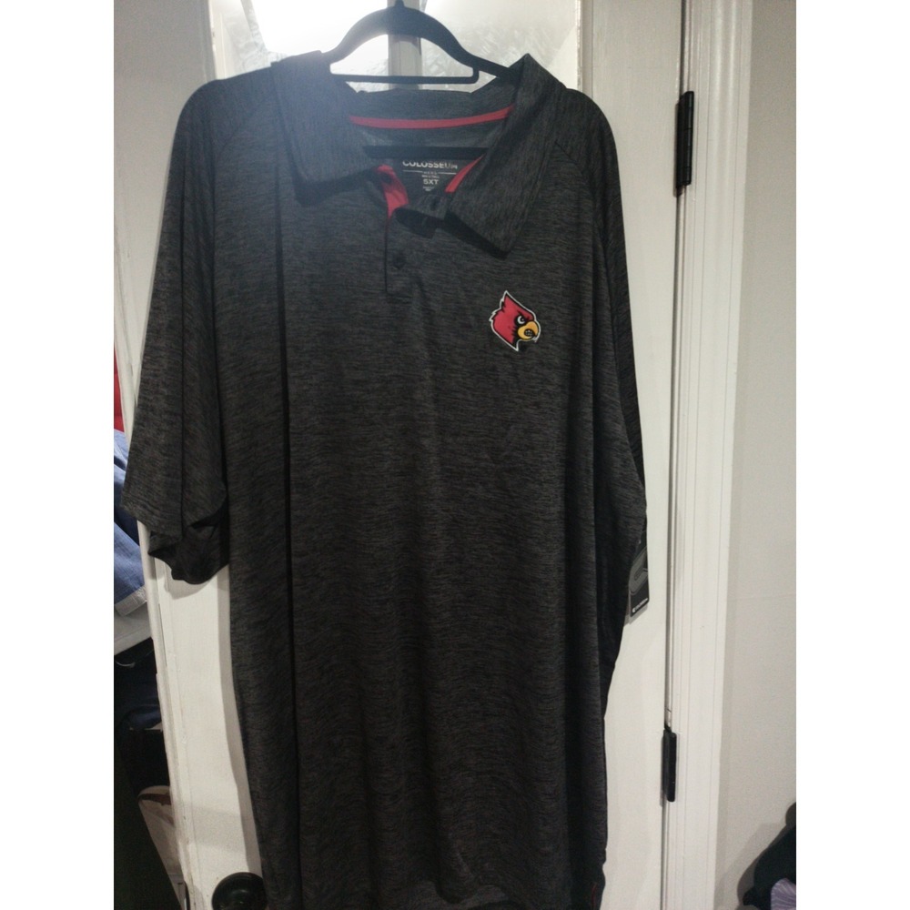 Louisville Cardinals College Colosseum Polo Collared Shirt 5XT Big & Tall New